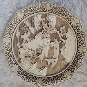 Vintage Intricate Tan Decorative Plate